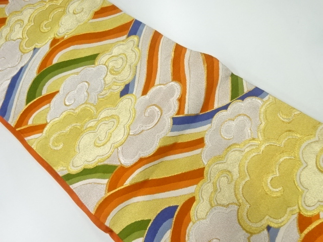 アンティーク　瑞雲模様織出し袋帯（着用可）